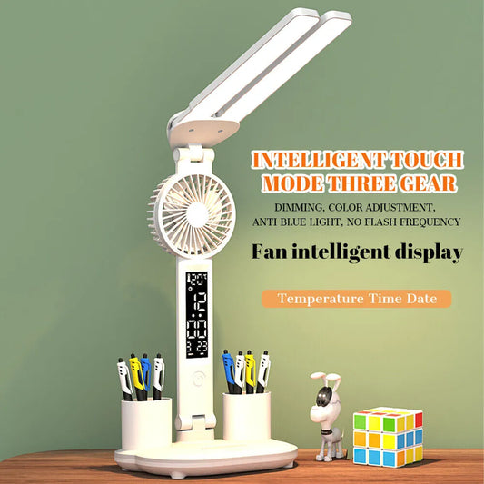 Foldable Eye Protection Table Lamp with Fan