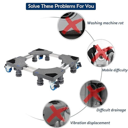 Adjustable Refrigerator / Washing Machine Stand with Wheels