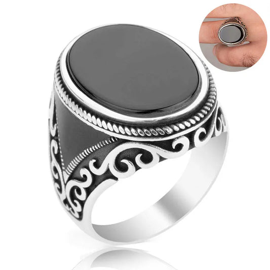 Double Sword Black Zircon Ring
