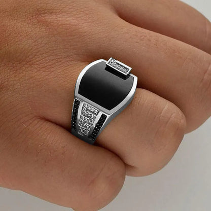 Double Sword Black Zircon Ring