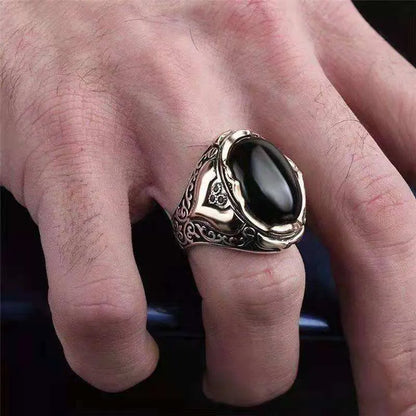 Double Sword Black Zircon Ring