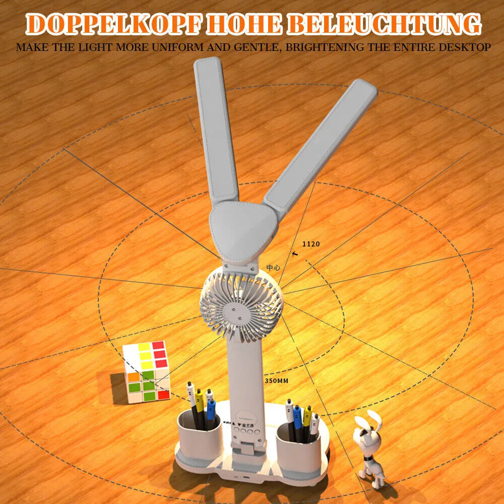 Foldable Eye Protection Table Lamp with Fan